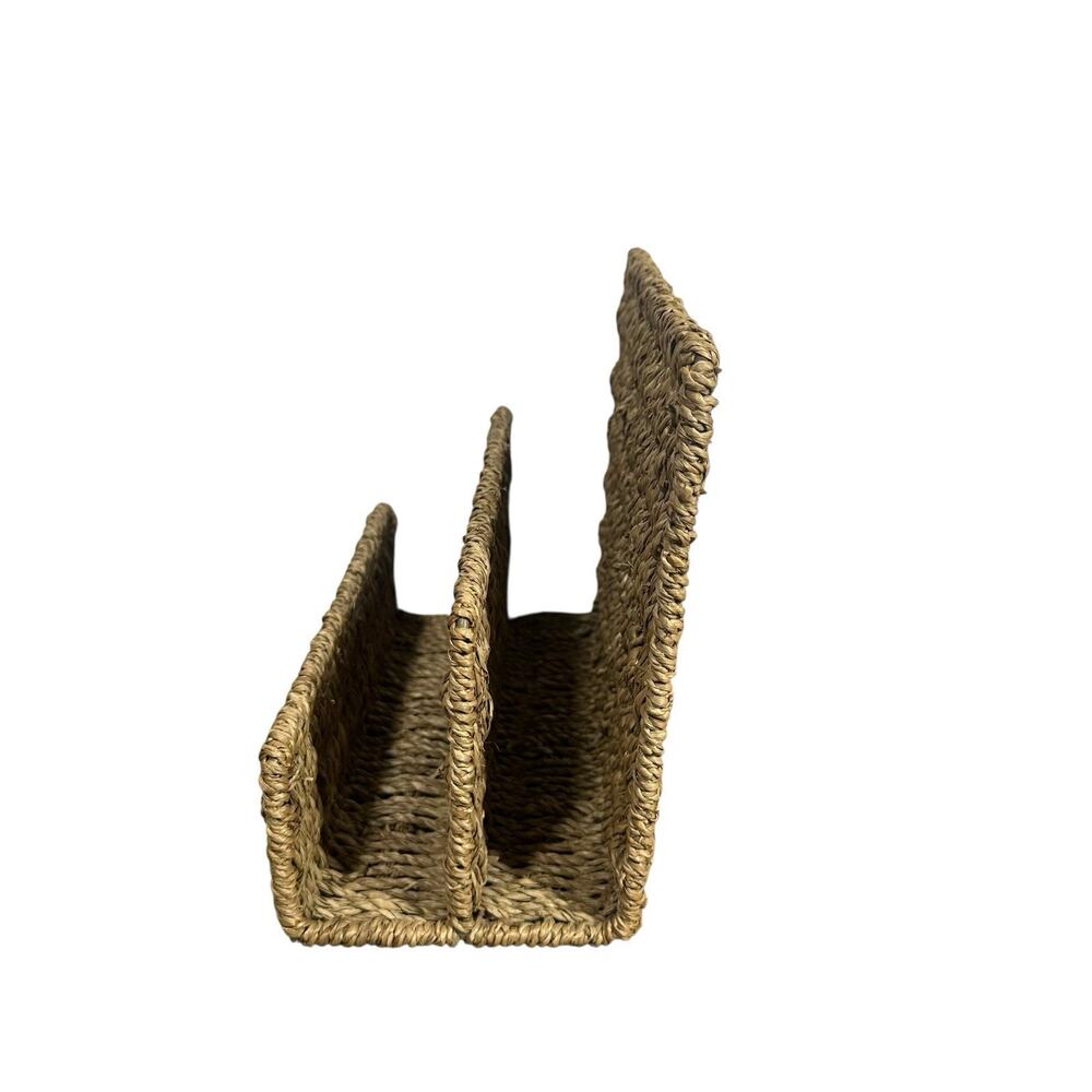 Tiered Seagrass Desk Organizer Letter Holder 3 Slots Woven Natural Boho 8" x 10" - Picture 3 of 6